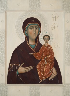 Icon the Mother of God Smolenskaja by Olga Shalamova