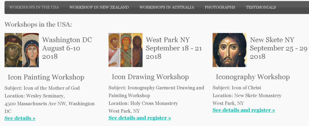 Iconography Workshops in the USA
