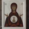 Mother of God of the Sign. 2021  by Olga Shalamova 35 * 26 cm (14 * 10 in),  wood, gesso, relief gesso, egg tempera |email|  
