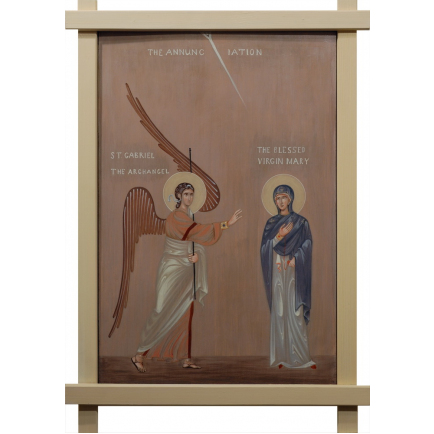 icon Annunciation 2013 by Philip Davydov 65 x 45 cm (26,3 x 18 in), wood, gesso, egg tempera|email|  