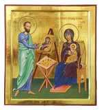 Icon of saint John the Evangelist painting an icon of the Mother of God