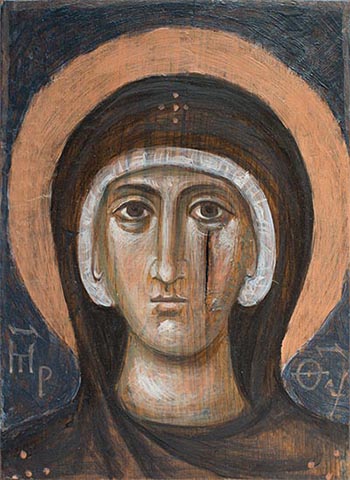 Contemporary Theotokos Icon Hot Encaustic